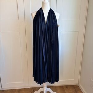 COS Dark Blue Pleated Halter Dress | 36